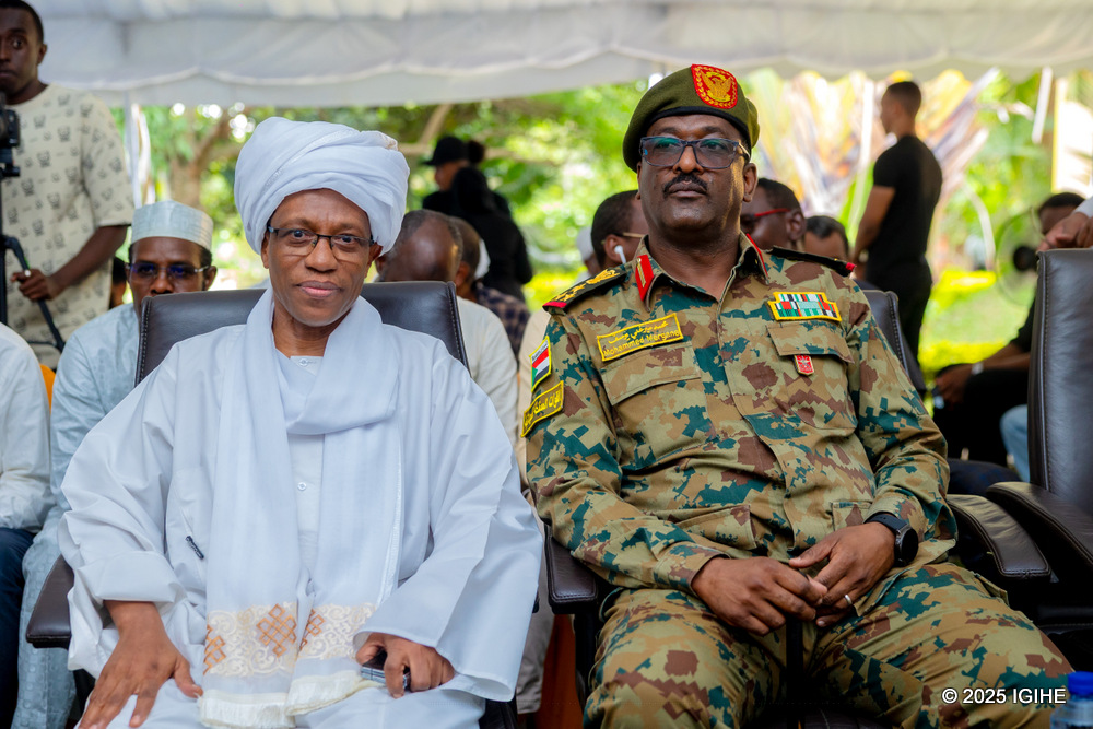 Ambassador Khalid Musa Dafalla and the Defence Attaché at the Sudanese Embassy in Rwanda, Brig. Gen. Mohamed Mirghani Yousif Mohamed.