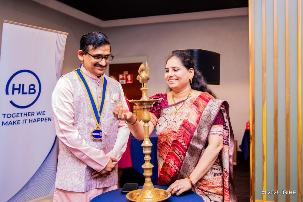 Srinivas Cheruvu and his wife after his installation as president of Rotary Club Kigali Cosmopolitan.