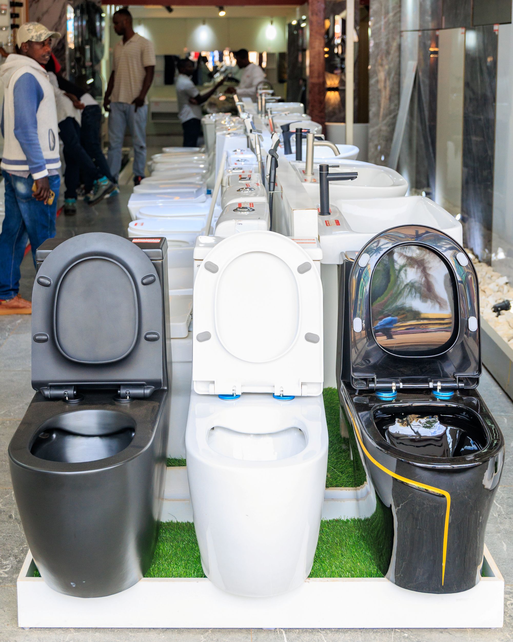 Customers can explore a wide selection of toilets, including water-saving and soft-close models.