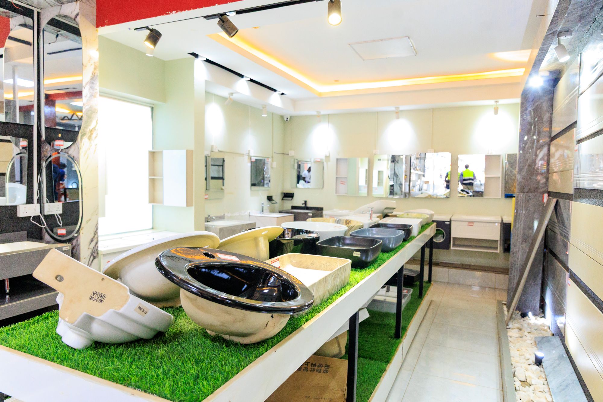 The store offers a wide range of wash basins to suit different customer budgets.