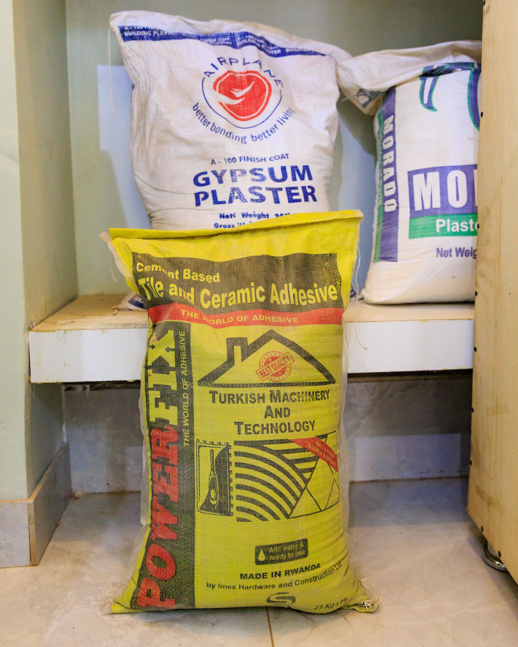 La Gloire stores also sell adhesive cement products.