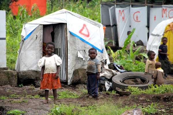 Children at a displacement camp in Goma, North Kivu, Democratic Republic of the Congo (DRC).