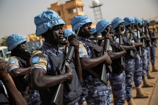 United Nations peacekeepers in Menaka, Mali.