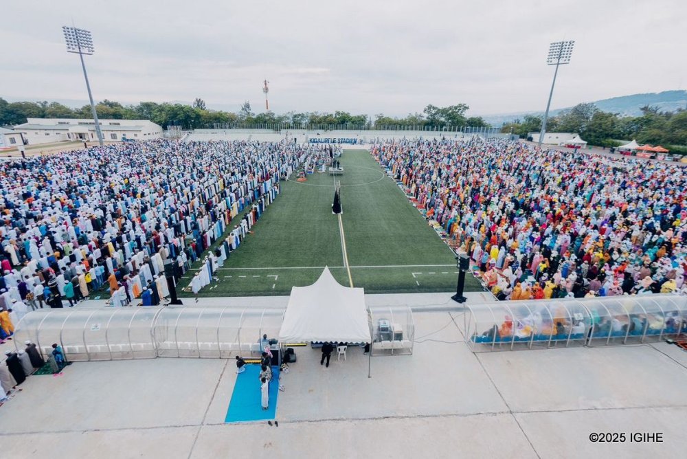 The national Eid al-Adha prayer was held at Kigali Pele Stadium in Nyamirambo, beginning at 6 am.