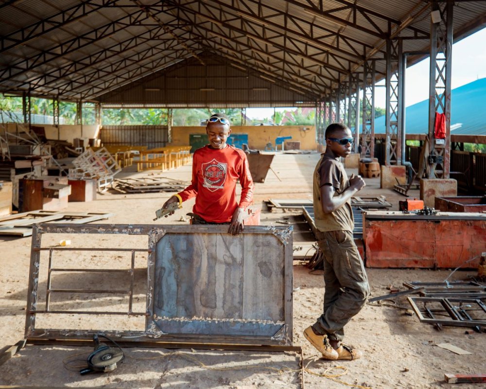 Artisans at the welding site in Rwamagana.