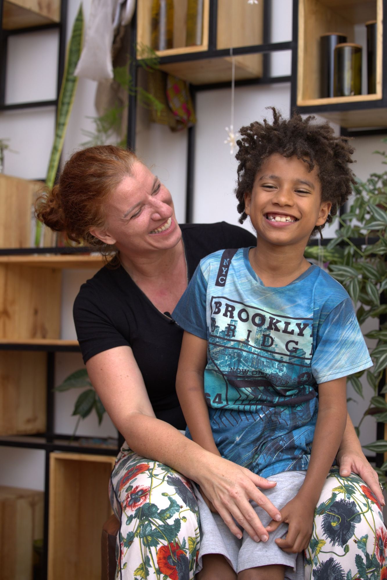 Steffi Metz with plays with her baby.