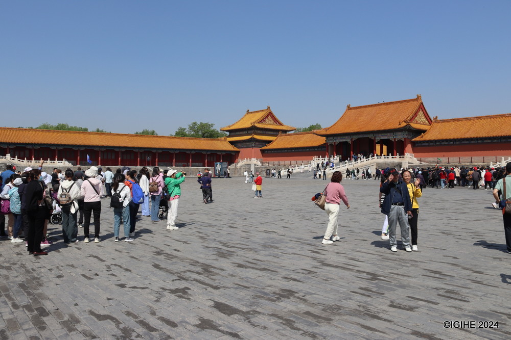 The layout of the Forbidden City, aligned along a central axis, represents the balance between heaven and earth.