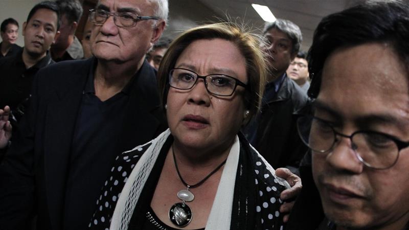 De Lima has branded the president a 'sociopathic serial killer' after he was accused of ordering drug killings