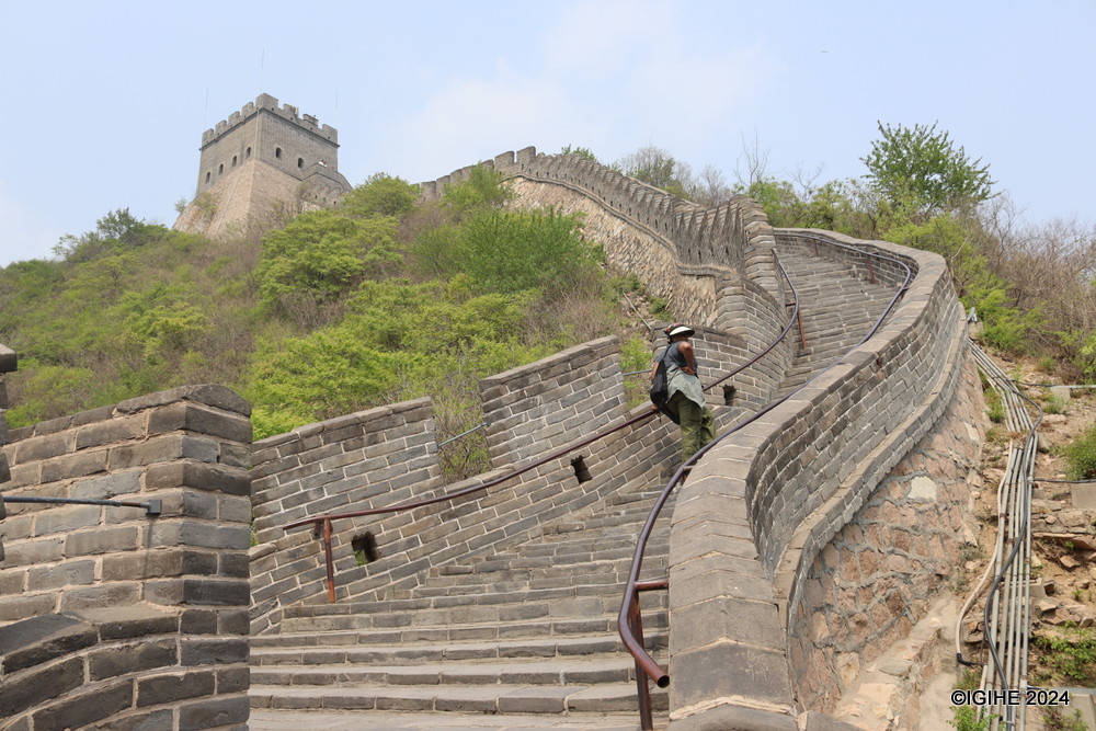 Visitors must ascend a series of stairs to reach the summit.