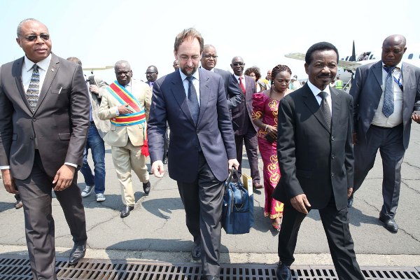 High Commissioner for Human Rights, Zeid Ra’ad Al Hussein (centre), on a visit to the Democratic Republic of the Congo (DRC) in July 2016.