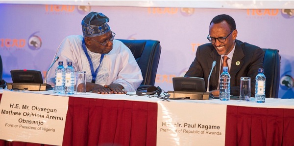 President Paul Kagame with Nigeria's former president Olusegun Obasanjo