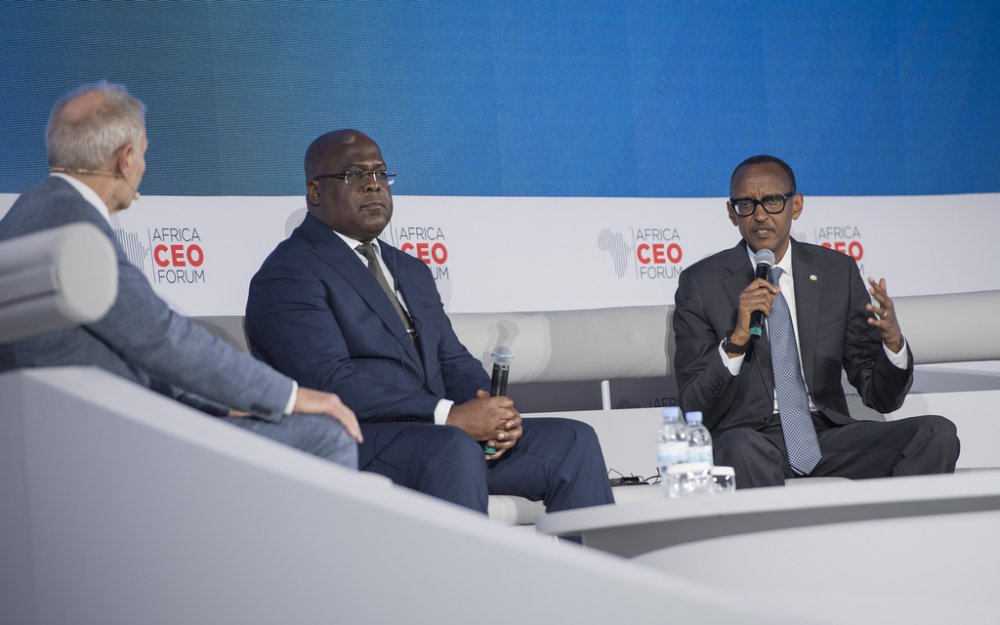 President Kagame and Felix Tshisekedi in the Africa CEO Forum