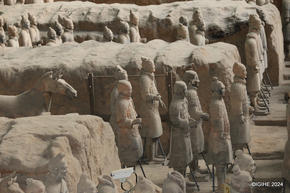 Over 8,000 soldiers, 130 chariots with 520 horses, and 150 cavalry horses can be seen at the site.