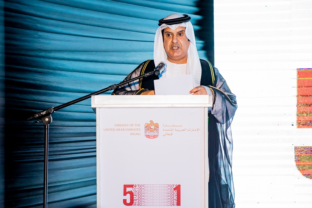 UAE Ambassador to Rwanda, AlQahtani addressing participants of the event. 