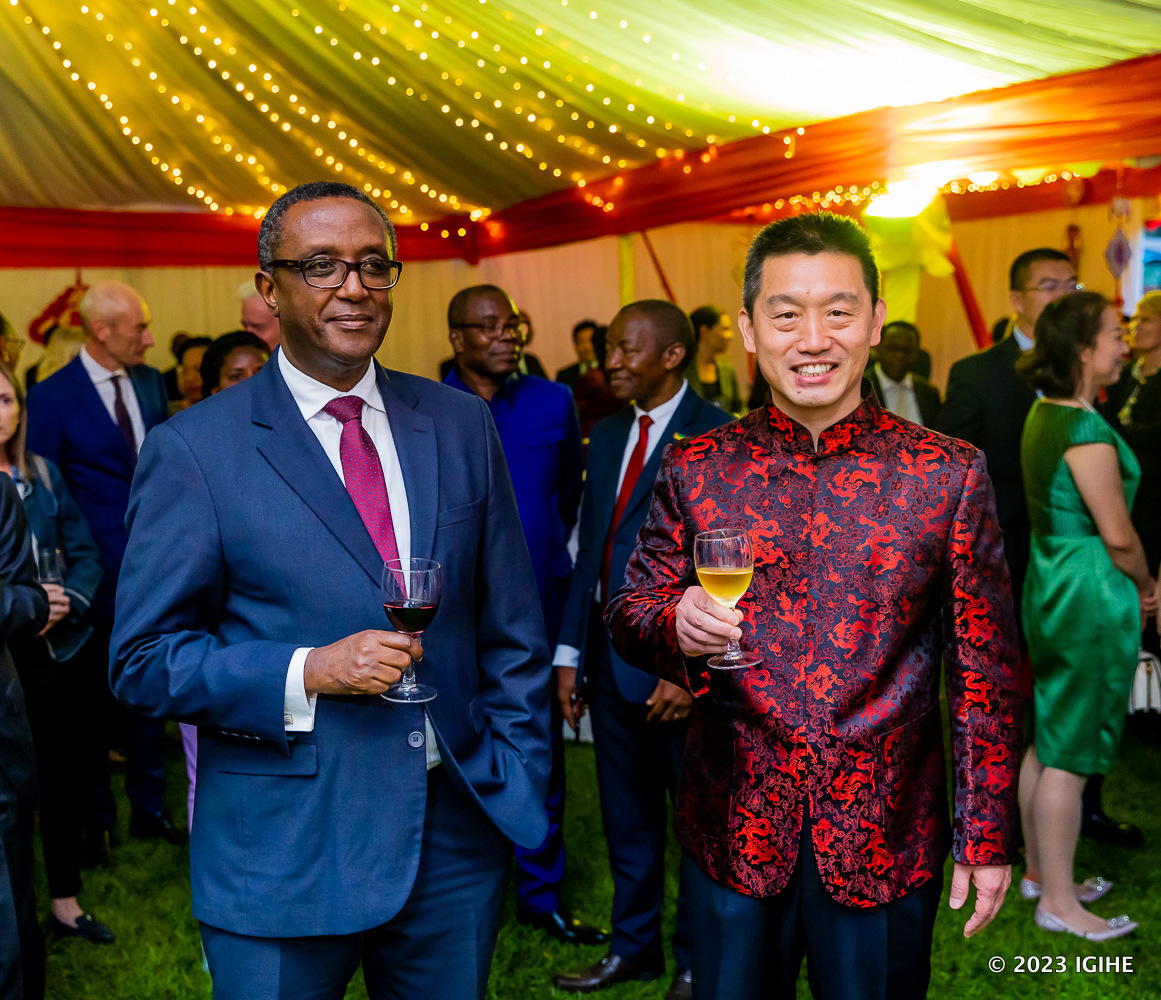 Minister Biruta and Chinese Ambassador to Rwanda at the celebration of the New Year of Rabbit.  
