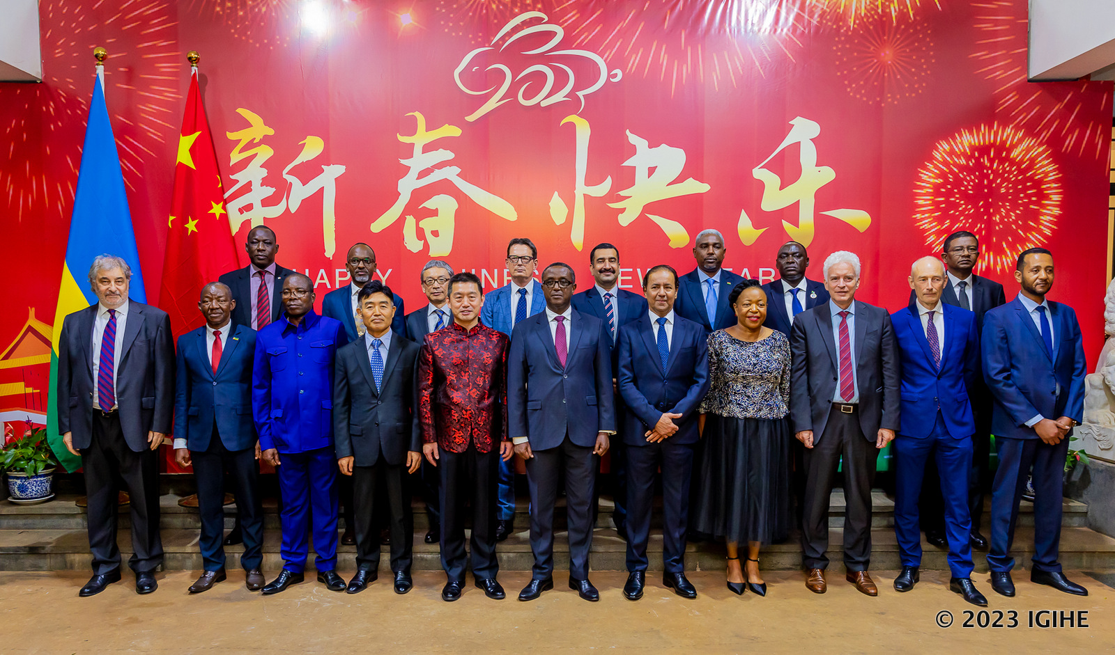 Participants of the New Year celebrations in a group photo. 