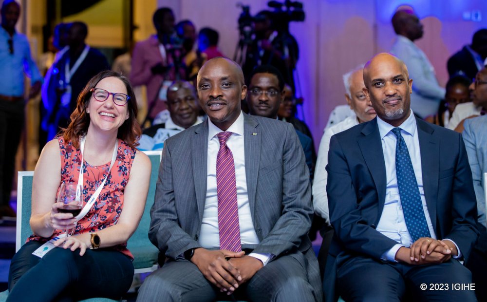 Minister Ugirashebuja (right) and Prosecutor General, Havugiyaremye Aimable at the dinner.  