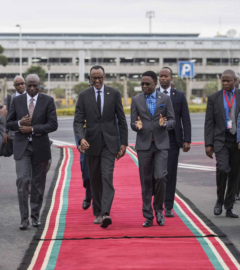Kagame arrived in Kenya Tuesday morning