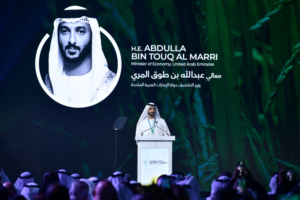UAE Minister of Economy, Abdulla Bin Touq Al Marri delivering remarks at the summit.
