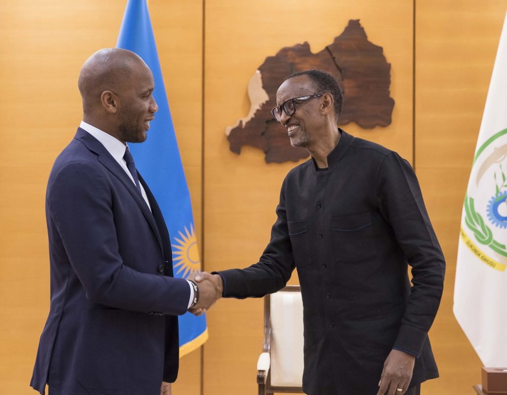 President Paul Kagame has welcomed Ivorian retired footballer and founder of the Didier Drogba Foundation 