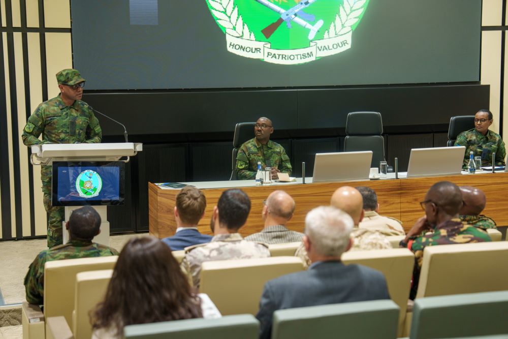 Brig Gen Patrick Karuretwa, Director General of International Military Cooperation at the Ministry of Defence, emphasised that the security brief held, helps in strengthening mutual understanding and contributes to collaborative approach to promote peace across the region and beyond.