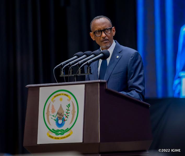 President Paul Kagame addressing members of the diplomatic corps. 