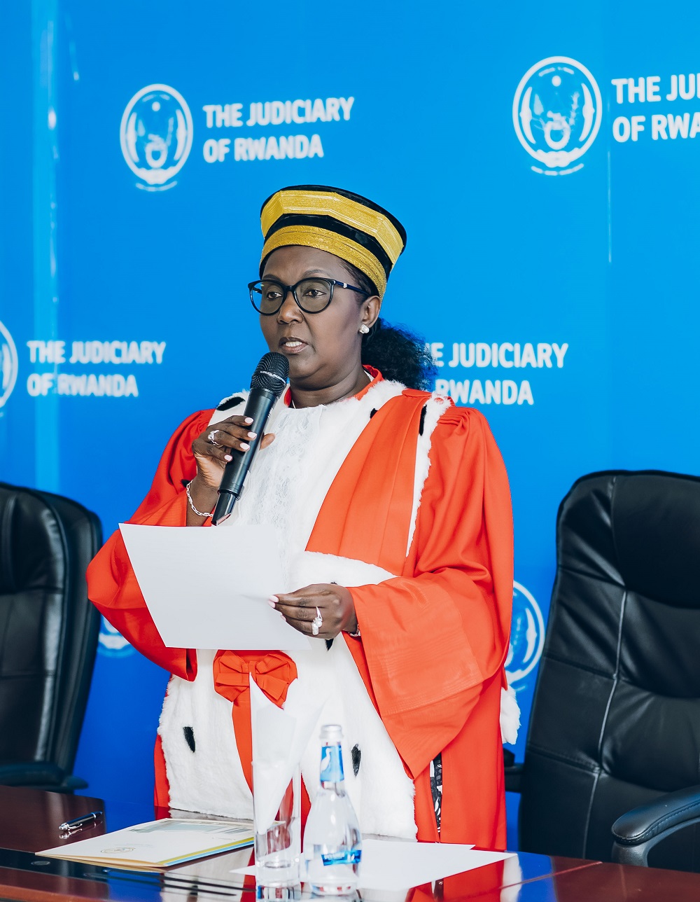 The President of the Supreme Court, Domitilla Mukantaganzwa, has urged both new and incumbent court leaders to accelerate the trials of defendants charged with murder, genocide ideology, and corruption.