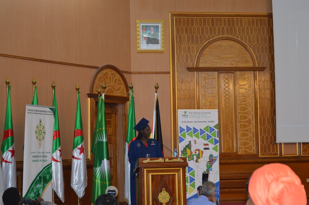 Umulisa Diana giving her speech at the the event
