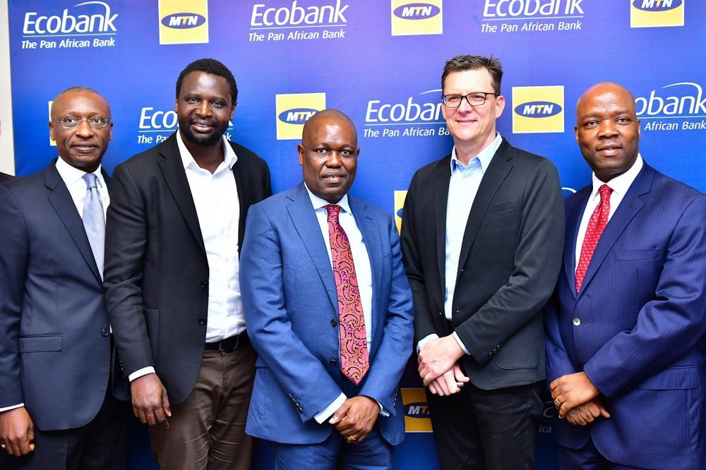 (From Left to Right) Charles Kie, Managing Director, Ecobank Nigeria Ltd; Serigne Dioum, MTN’s Executive, Mobile Financial Services; Ade Ayeyemi, Group CEO, Ecobank Transnational Incorporated (ETI), Rob Shuter, group CEO of MTN and Patrick Akinwuntan, Group Executive, Ecobank Transnational Incorporated (ETI)