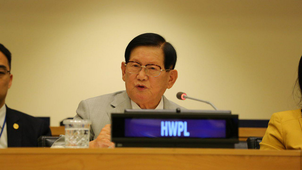Chairman Man Hee Lee of HWPL urged for the cooperation and support of the officials of the UN in ensuring sustainable peace through the implementation of the international law for peace