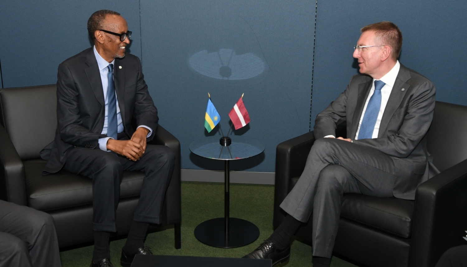 President Kagame and his Latvian counterpart, Edgars Rinkēvičs, when they met at the 78th session of the UN General Assembly in New York in September 2023.