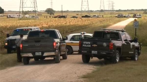More than a dozen police vehicles could be seen at the site of the crash 
