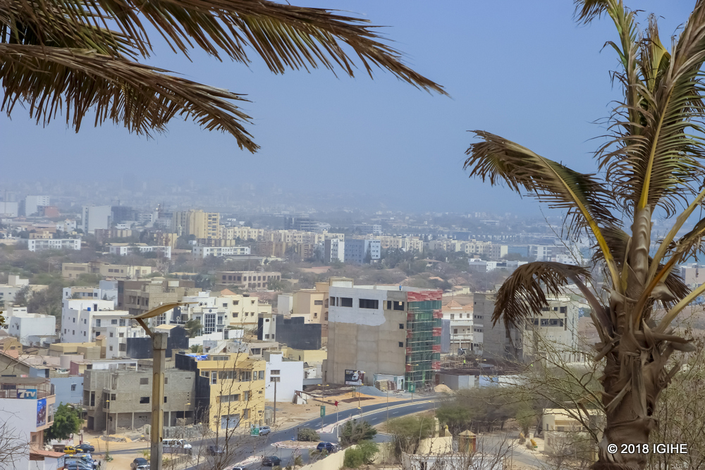 The bronze statue is perched on Mamelles hill in Dakar
