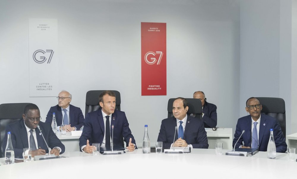 From left: President of Senegal, Macky Sall; Emmanuel Macron of France; Abdel Fattah el-Sisi of Egypt and President Kagame 