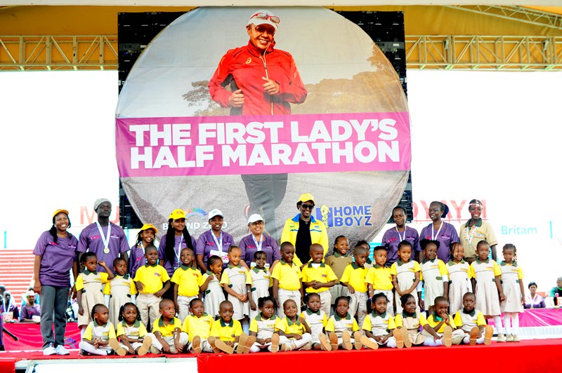 First Lady Jeannette Kagame attending Beyond Zero Campaign marathon in Kenya last year.