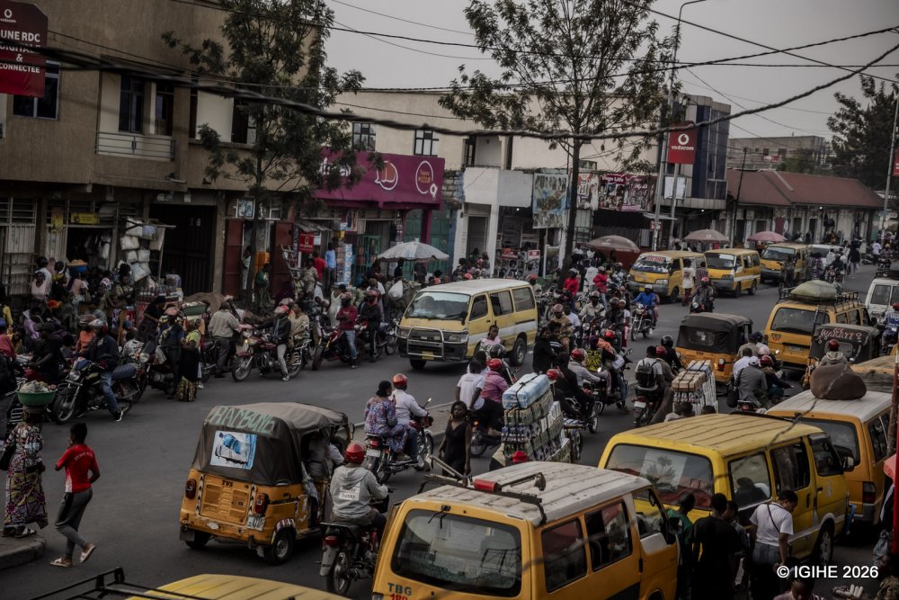 Yellow vehicles serve as public transport throughout Goma.