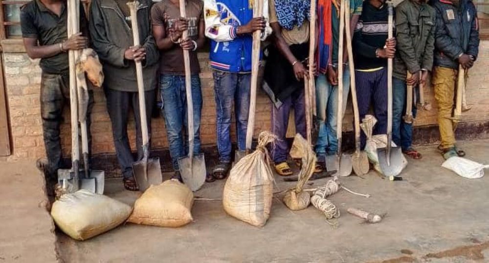 Some of arrested suspects in Southern Province as Police intensified operations against illegal mining.