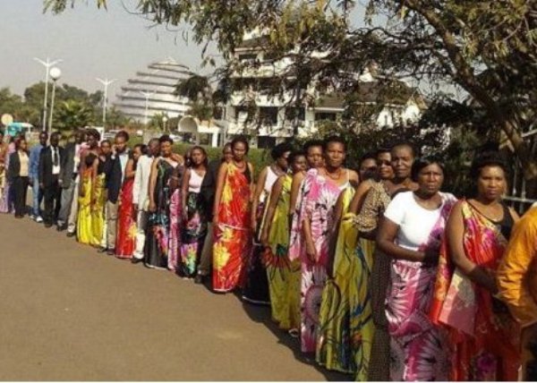 Rwandans carrying petitions to the parliament for constitutional reform