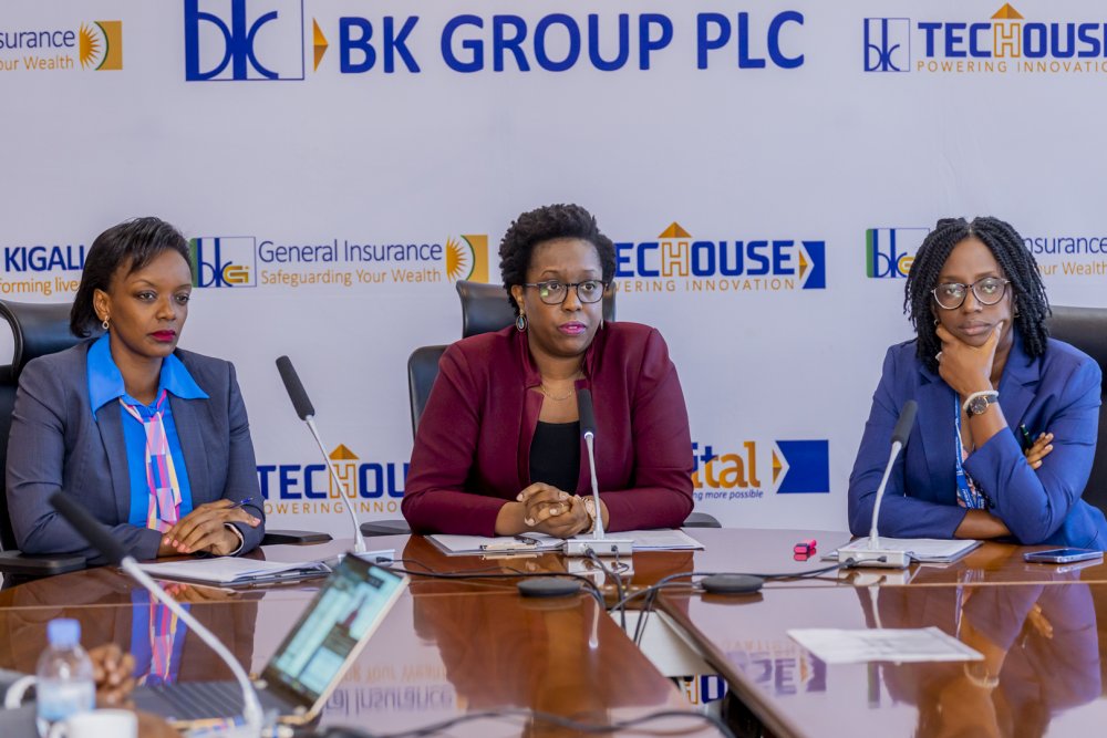 The Chief Executive Officer of BK Group Plc, Béata Habyarimana (in the middle) has commended the four subsidiaries’ performance. 