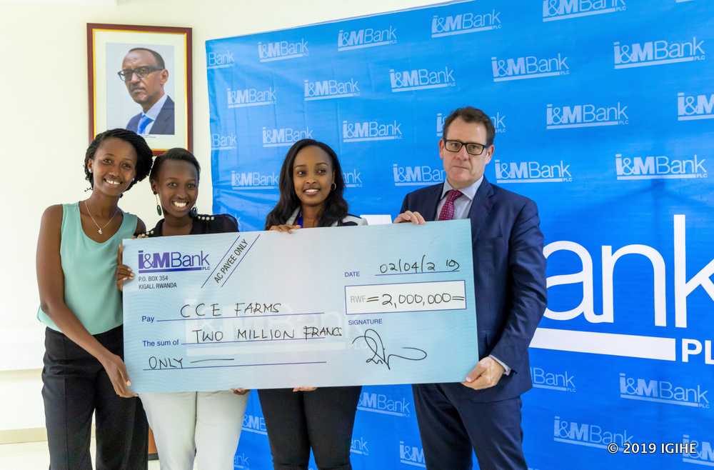Candide Ushorewenimana, one of the founders of CCE Farms, was awarded Rwf2 Million for her project