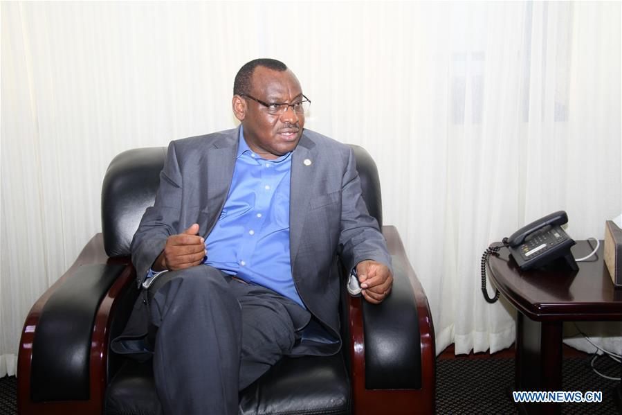 Rwandan Minister of Finance and Economic Planning Claver Gatete receives an interview with Xinhua in Kigali, capital of Rwanda, June 8, 2017. 