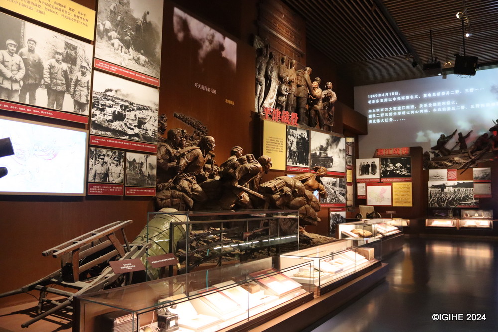 Sculptures on the theme of the Long March are seen inside the museum