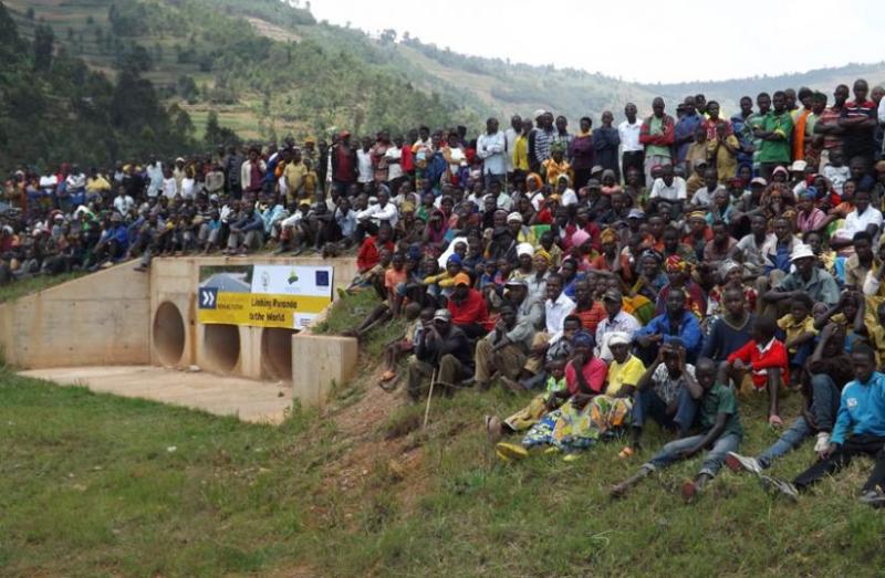 Gicumbi residents at the road inauguration ceremony yesterday