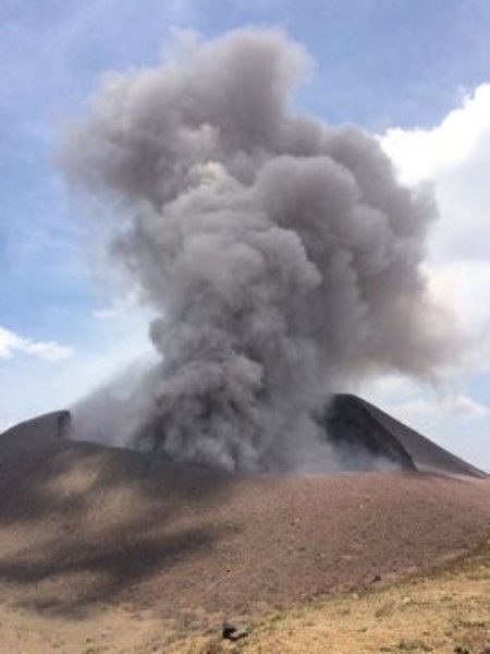 Photo of Tilca volcano in Nicaragua erupting.