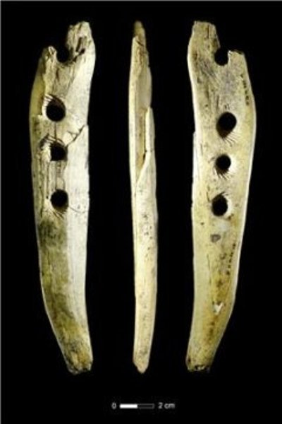 Rope making tool from mammoth ivory from Hohle Fels Cave in southwestern Germany, ca. 40,000 years old.