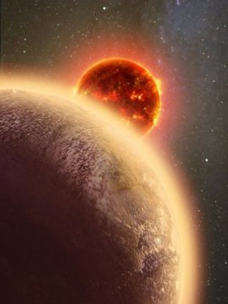 This artist's conception shows the rocky exoplanet GJ 1132b, located 39 light-years from Earth. New research shows that it might possess a thin, oxygen atmosphere - but no life due to its extreme heat.