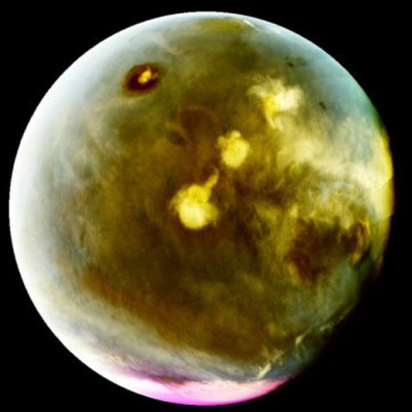 MAVEN's Imaging UltraViolet Spectrograph obtained images of rapid cloud formation on Mars on July 9-10, 2016. The ultraviolet colors of the planet have been rendered in false color, to show what we would see with ultraviolet-sensitive eyes. Mars' tallest volcano, Olympus Mons, appears as a prominent dark region near the top of the image, with a small white cloud at the summit that grows during the day. Three more volcanoes appear in a diagonal row, with their cloud cover (white areas near center) merging to span up to a thousand miles by the end of the day.