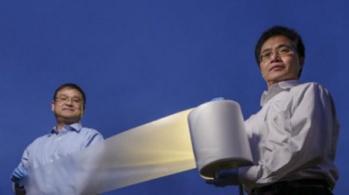 CU boulder researchers demonstrating their newly engineered material.