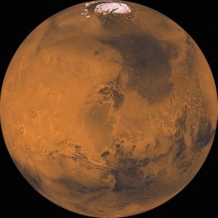 This view of Mars was created from about 1,000 Viking Orbiter images.