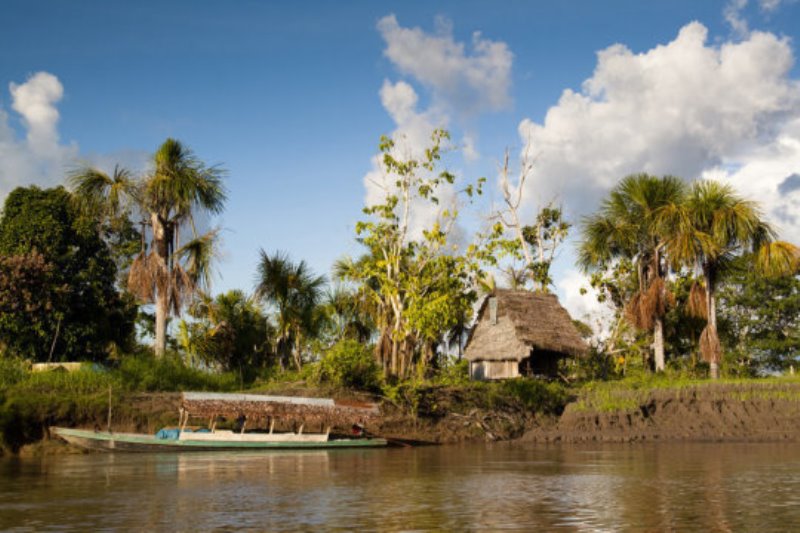 Village in the Amazon rain forest